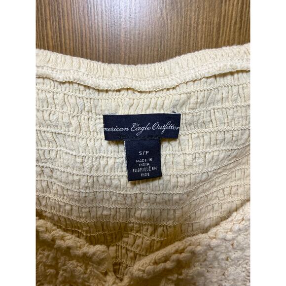 American Eagle Cropped Crochet Tank Top Boho Size Small Chic Cream - Picture 8 of 8